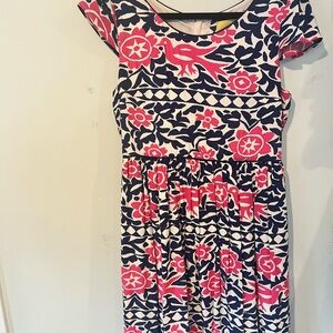Maeve midi dress with pink and blue floral print
